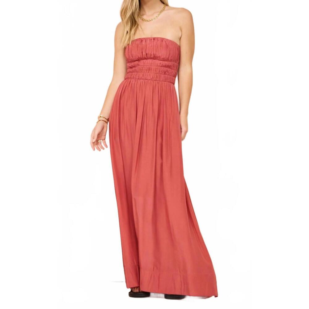 NEW PEONY strapless maxi dress in rose